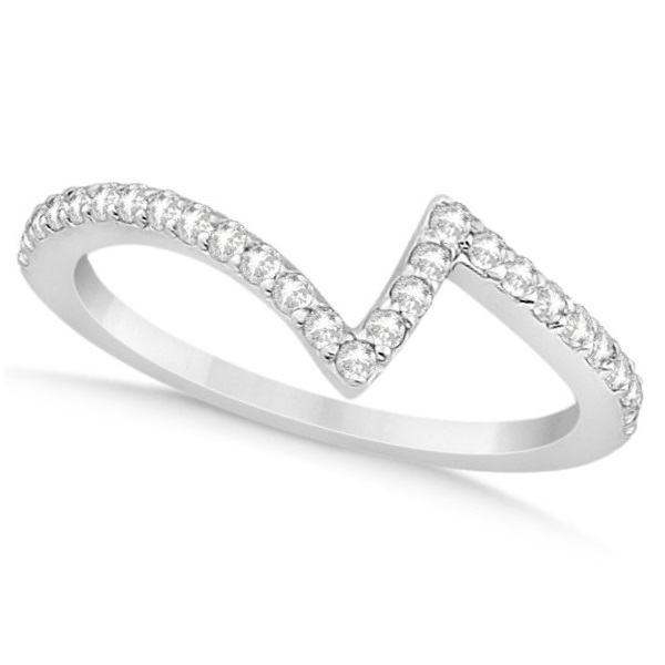 V Shape Contour Diamond Wedding Band 14k White Gold 0 26ct Allurez V Shape Contour Diamond Wedding Band In 14k White Gold 0 26ct