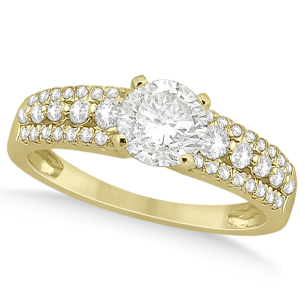 Three-Row Prong-Set Diamond Engagement Ring 14k Yellow Gold (0.37ct)