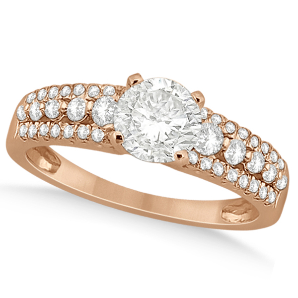 Three-Row Prong-Set Diamond Engagement Ring 18k Rose Gold (0.37ct)
