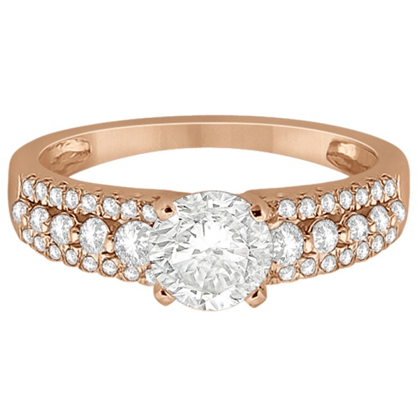 Three-Row Prong-Set Diamond Engagement Ring 18k Rose Gold (0.37ct)