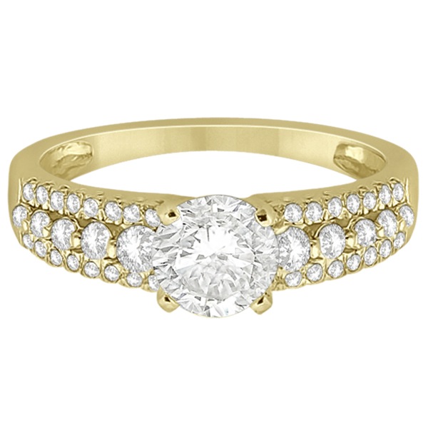 Three-Row Prong-Set Diamond Engagement Ring 18k Yellow Gold (0.37ct)
