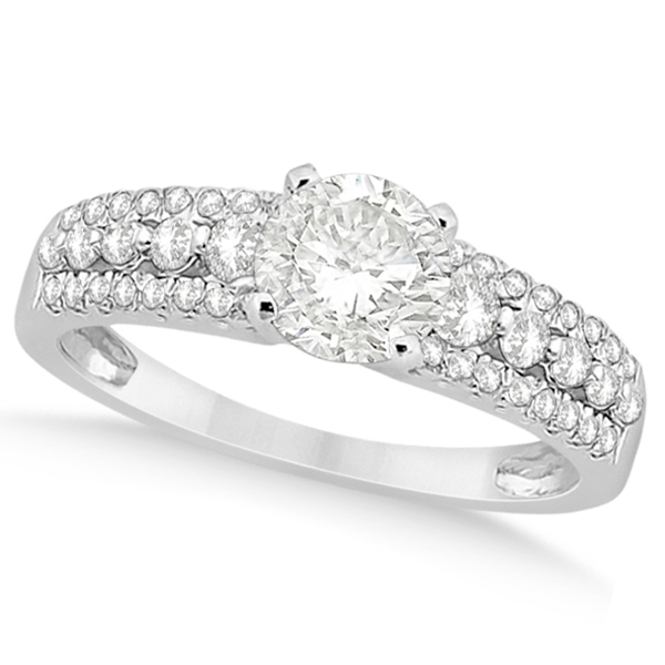 Three-Row Prong-Set Diamond Engagement Ring Platinum (0.37ct)