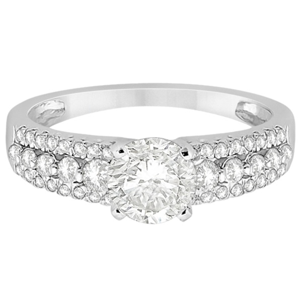 Three-Row Prong-Set Diamond Engagement Ring Platinum (0.37ct)