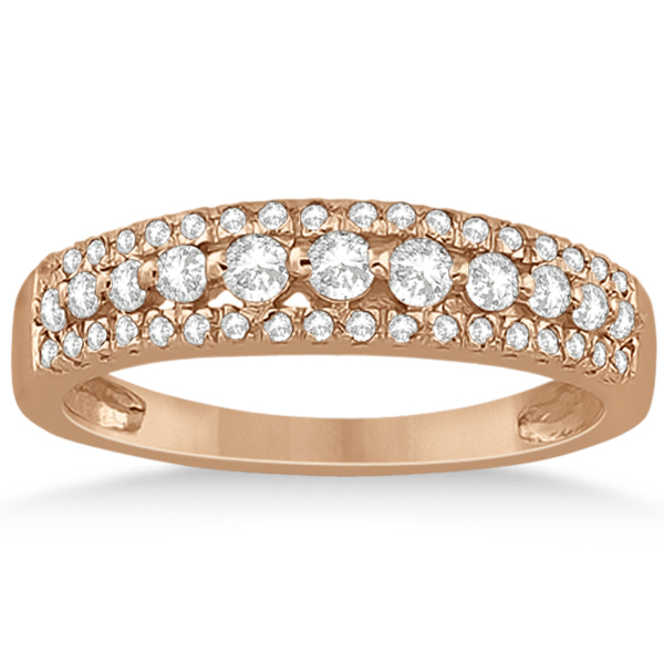 Three-Row Prong-Set Diamond Bridal Set in 18k Rose Gold (0.80ct)
