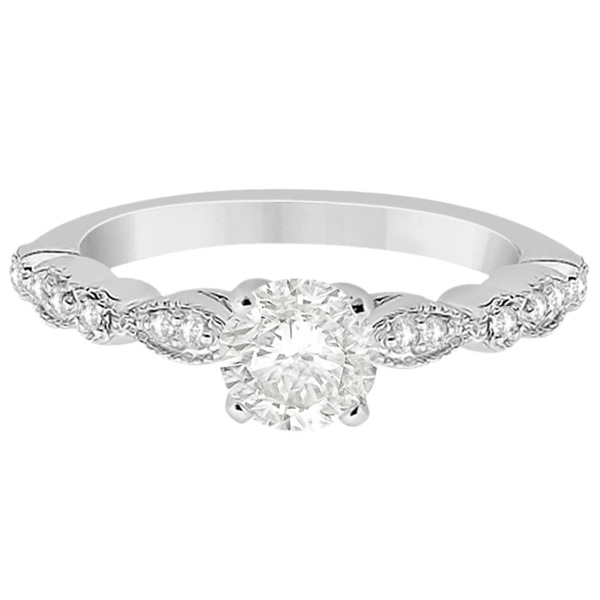 Petite Marquise & Dot Diamond Engagement Ring 18k White Gold (0.12ct)