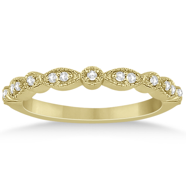 Petite Marquise & Dot Diamond Bridal Ring Set in 14k Yellow Gold (0.25ct)
