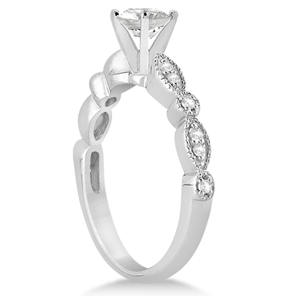 Petite Marquise & Dot Diamond Bridal Ring Set in 18k White Gold (0.25ct)