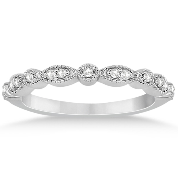 Petite Marquise & Dot Diamond Bridal Ring Set in 18k White Gold (0.25ct)