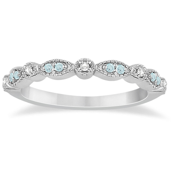 Marquise & Dot Aquamarine Diamond Bridal Set Palladium (0.49ct)
