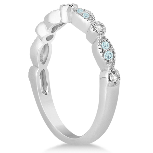 Marquise & Dot Aquamarine Diamond Bridal Set Palladium (0.49ct)