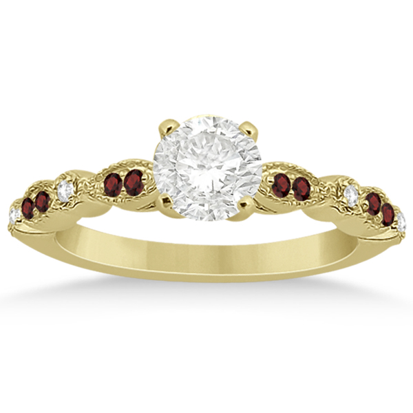 Marquise and Dot Garnet & Diamond Bridal Set 18k Yellow Gold (0.49ct)