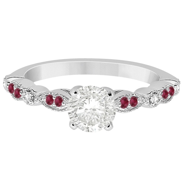 Ruby & Diamond Marquise Engagement Ring Palladium (0.20ct)