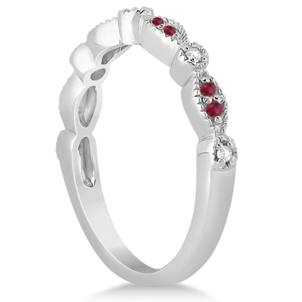 Ruby & Diamond Marquise Bridal Set Palladium (0.41ct)