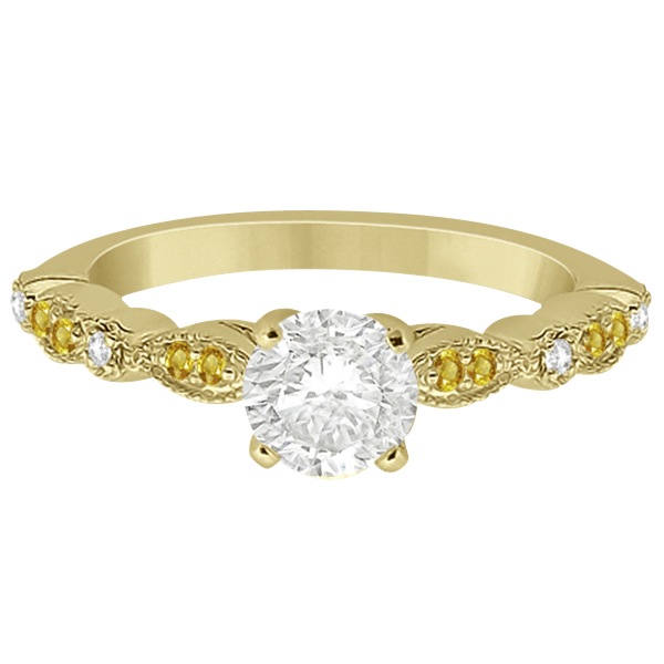 Yellow Sapphire Diamond Marquise Engagement Ring 14k Yellow Gold 0.24