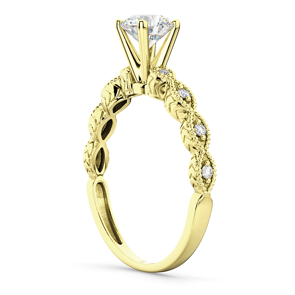 Petite Marquise Diamond Engagement Ring 14k Yellow Gold (0.10ct)