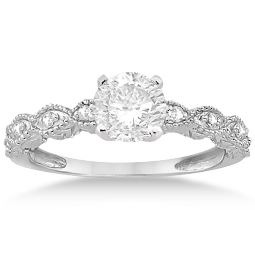 Antique Diamond Engagement Ring Set 18k White Gold (0.20ct)