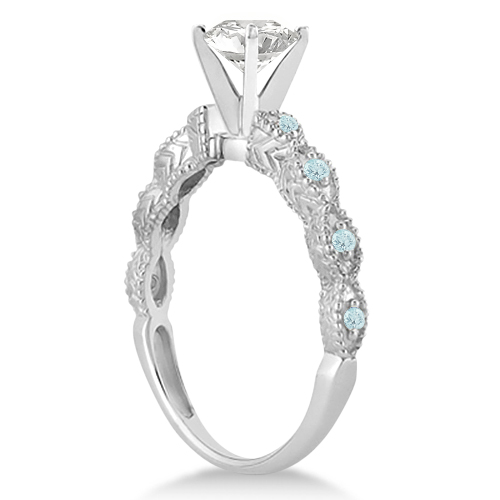 Vintage Diamond & Aquamarine Bridal Set Platinum 1.70ct