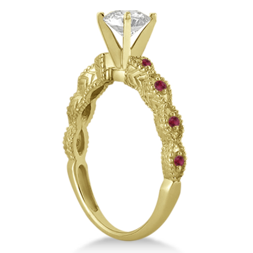 Vintage Diamond & Ruby Bridal Set 18k Yellow Gold 0.70ct