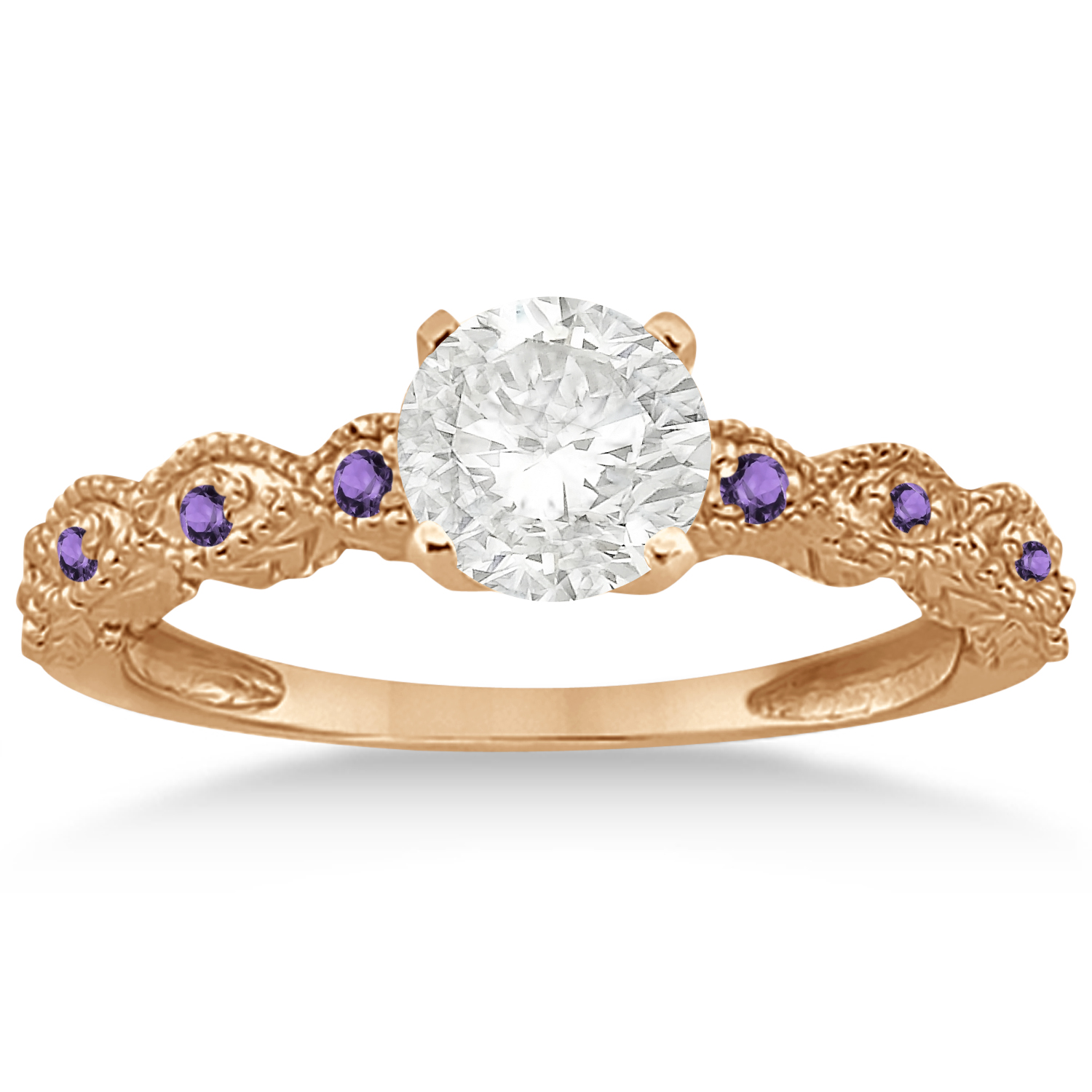 Antique Amethyst Bridal Set Marquise Shape 18K Rose Gold 0.36ct
