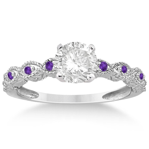 Antique Amethyst Bridal Set Marquise Shape Palladium 0.36ct
