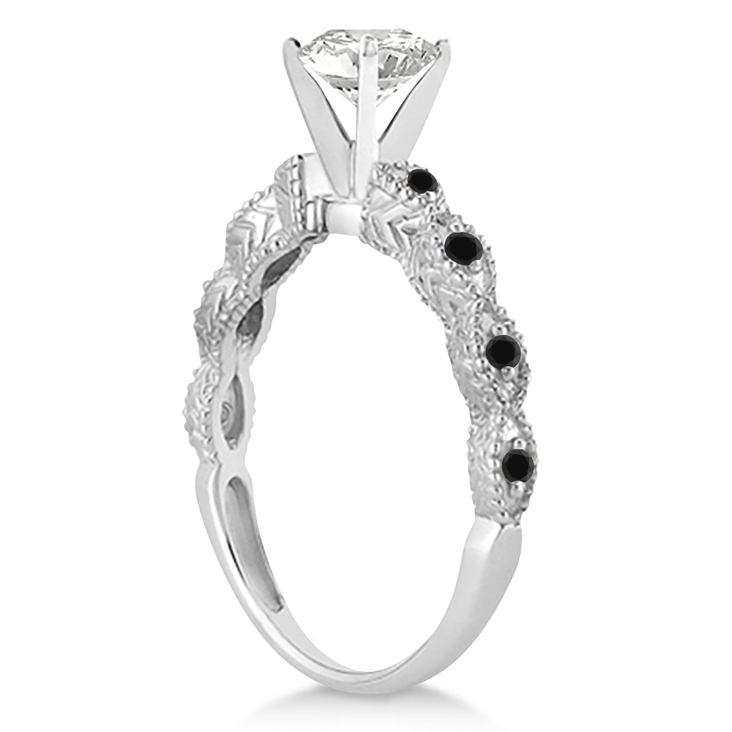 Petite Marquise Black Diamond Engagement Ring Palladium (0.10ct)