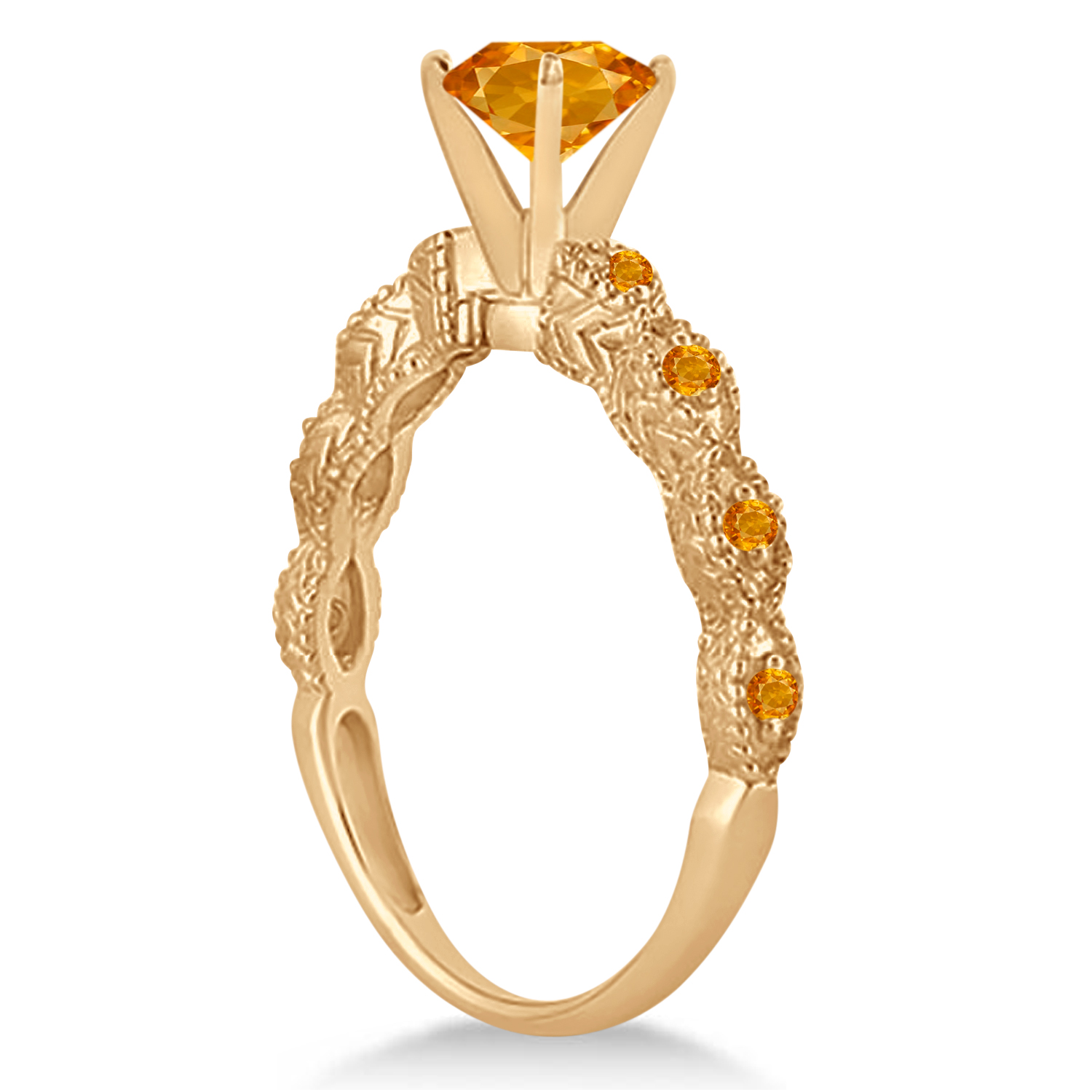 Vintage Style Citrine Engagement Ring 18k Rose Gold (1.18ct)