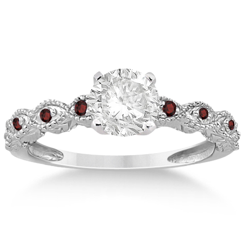 Vintage Marquise Garnet Engagement Ring Palladium (0.18ct)