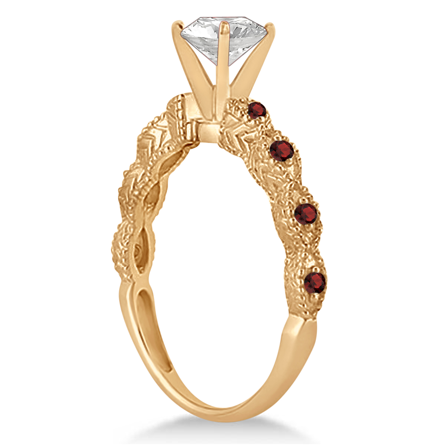 Antique Garnet Bridal Set Marquise Shape 18K Rose Gold 0.36ct