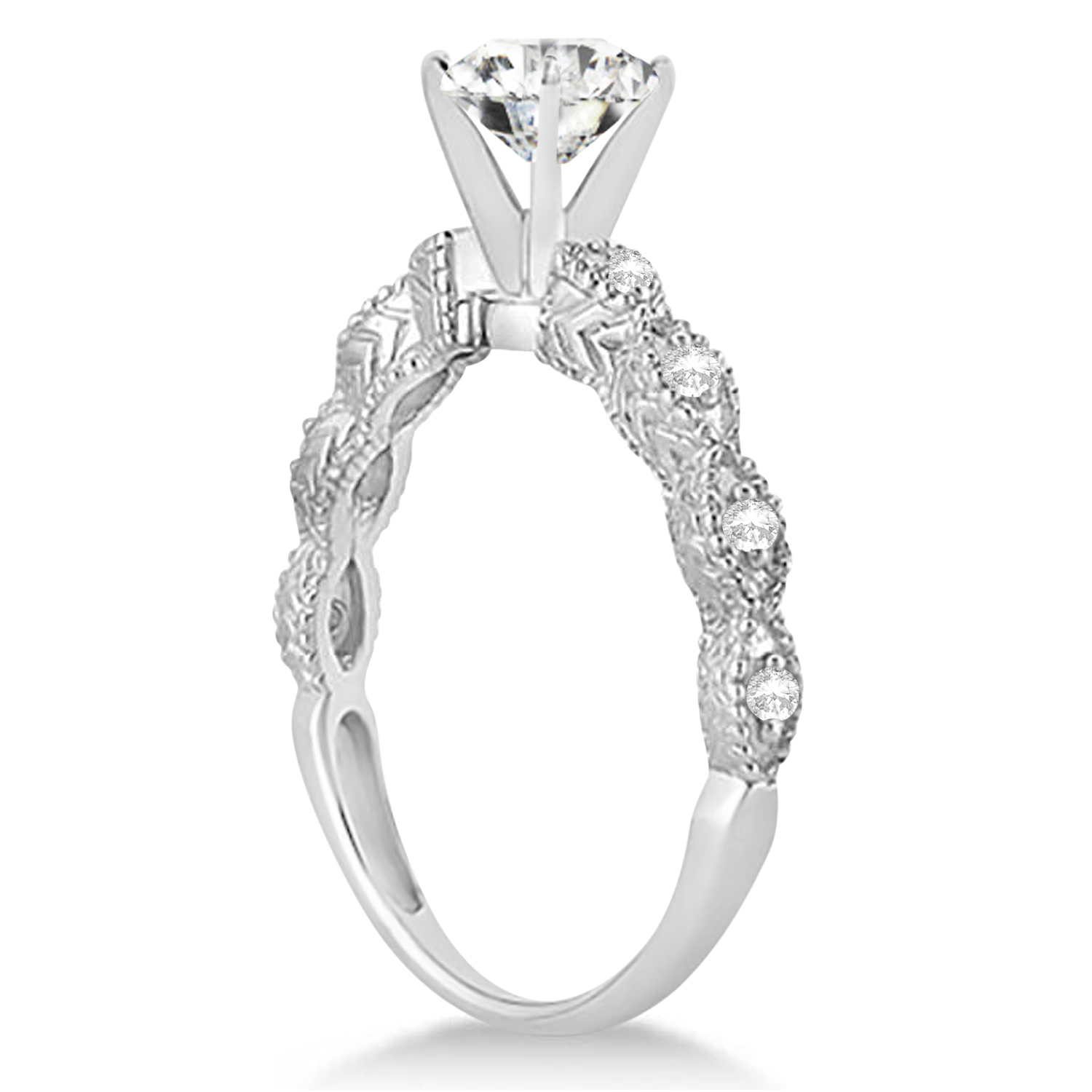 Vintage Moissanite Engagement Ring Bridal Set Palladium (1.36ct)