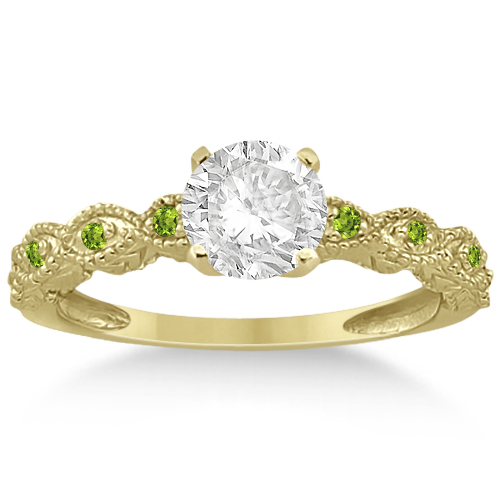 Antique Peridot Bridal Set Marquise Shape 14K Yellow Gold 0.36ct