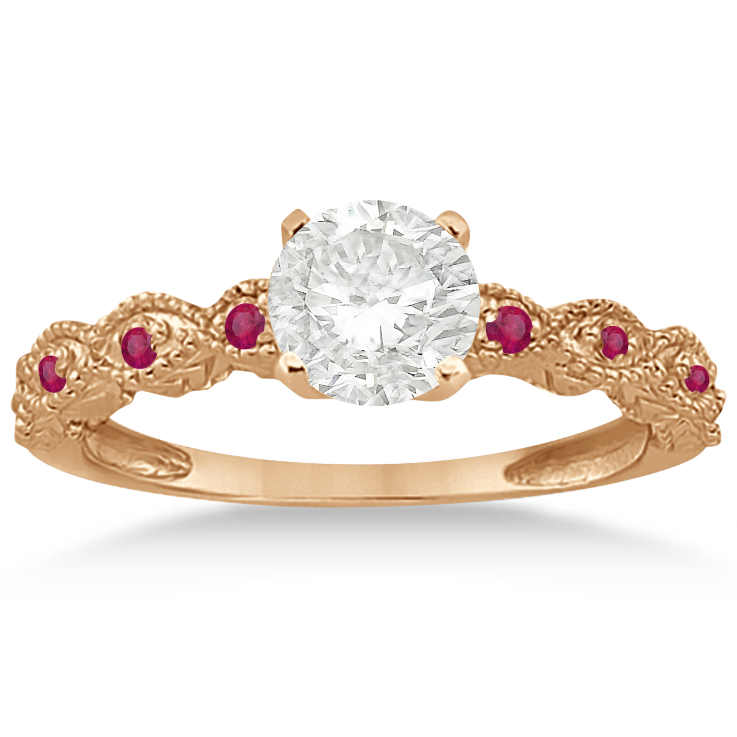Antique Ruby Engagement Ring and Wedding Band 18k Rose Gold (0.36ct)