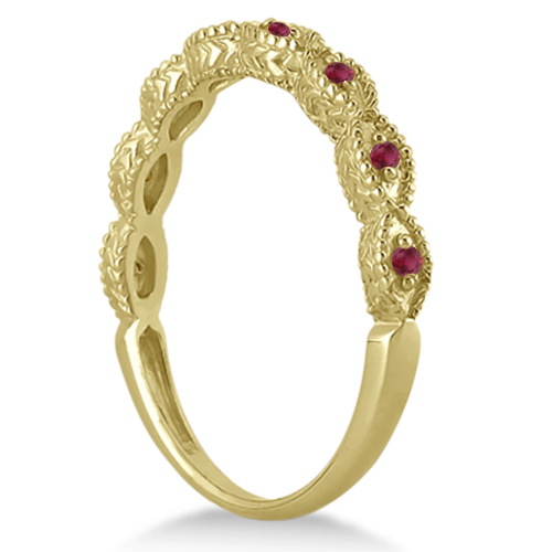 Antique Marquise Shape Ruby Wedding Ring 14k Yellow Gold (0.18ct)