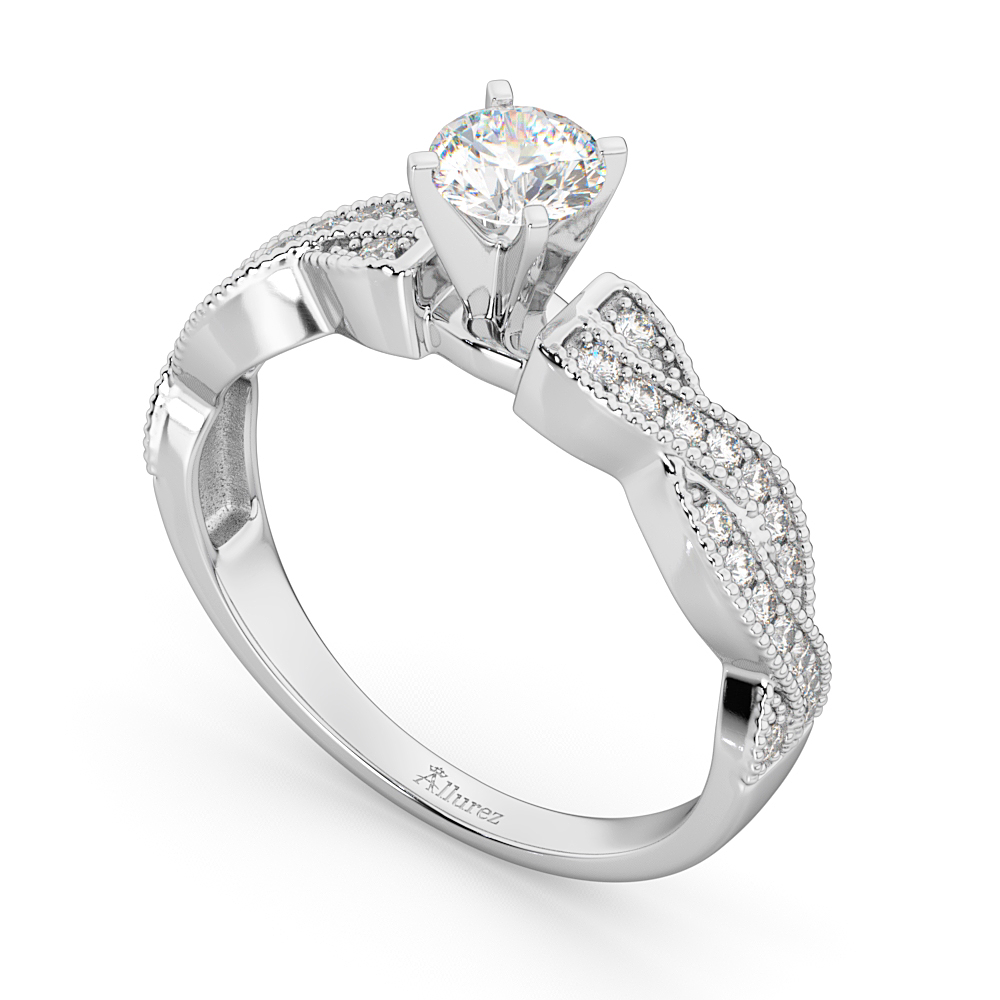 Infinity Twisted Diamond Engagement Ring 18k White Gold (0.25ct)