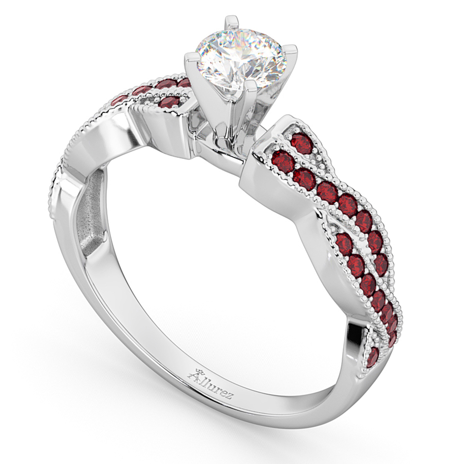Infinity Style Twisted Ruby Engagement Ring 14k White Gold (0.25ct)