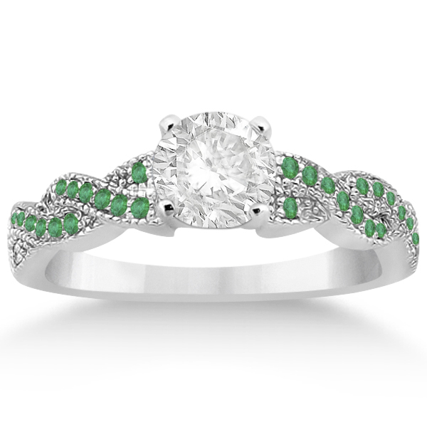Infinity Style Twisted Emerald Bridal Set Setting in Palladium (0.55ct)