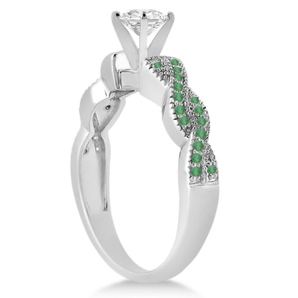 Infinity Style Twisted Emerald Bridal Set Setting in Palladium (0.55ct)