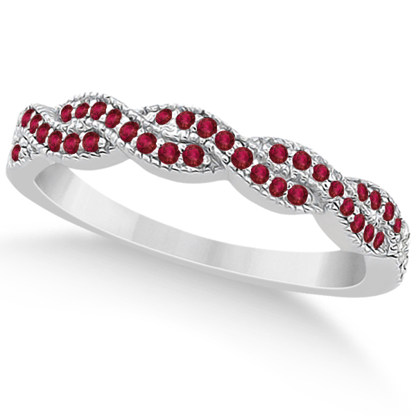 Infinity Style Twisted Ruby Bridal Set Setting in Palladium (0.55ct)