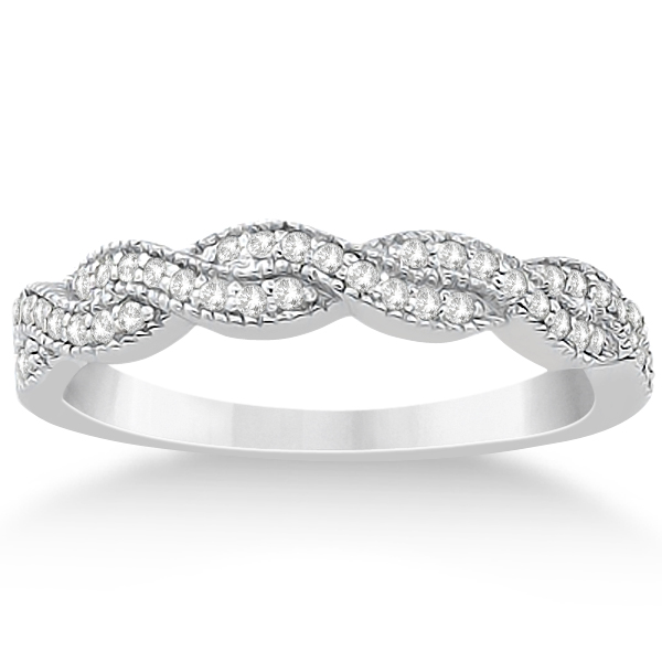 Diamond Infinity Semi Eternity Wedding Band  18k White Gold (0.30ct)
