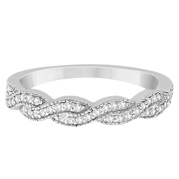 Diamond Infinity Semi Eternity Wedding Band  18k White Gold (0.30ct)