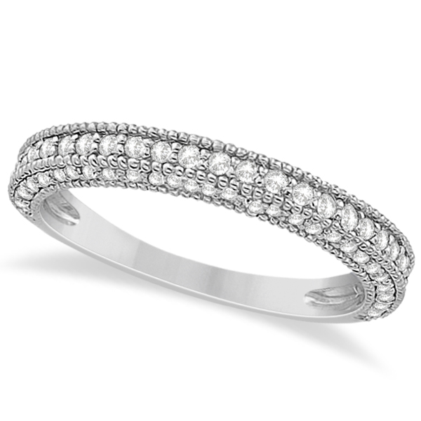 Vintage Heirloom Diamond Wedding Band in 18k White Gold (0.72ct)