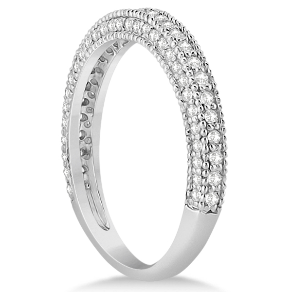 Vintage Heirloom Diamond Wedding Band in 18k White Gold (0.72ct)