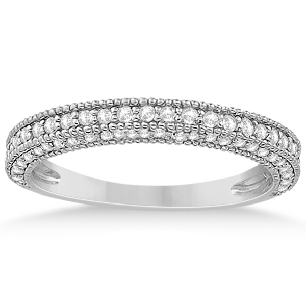 Vintage Heirloom Diamond Wedding Band in 18k White Gold (0.72ct)