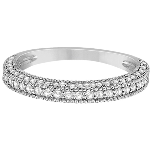 Vintage Heirloom Diamond Wedding Band in 18k White Gold (0.72ct)