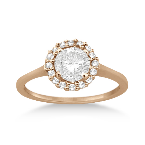 Floating Halo Diamond Engagement Ring Setting 14k Rose Gold (0.20ct)