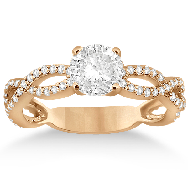 Infinity Diamond Engagement Ring with Band 14k Rose Gold (0.65ct)