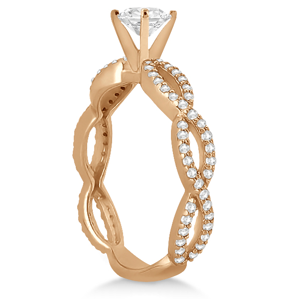 Infinity Diamond Engagement Ring with Band 18k Rose Gold (0.65ct)