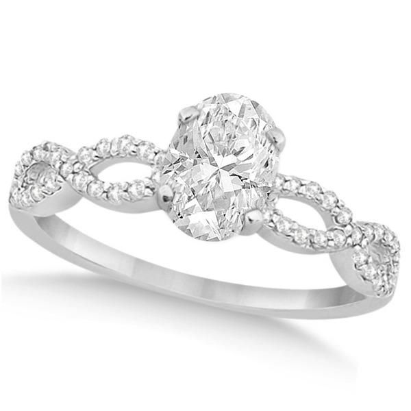 Twisted Infinity Oval Diamond Engagement Ring 14k White Gold (0.50ct)