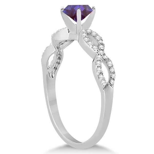 Diamond & Alexandrite Infinity Engagement Ring 14K White Gold 1.45ct