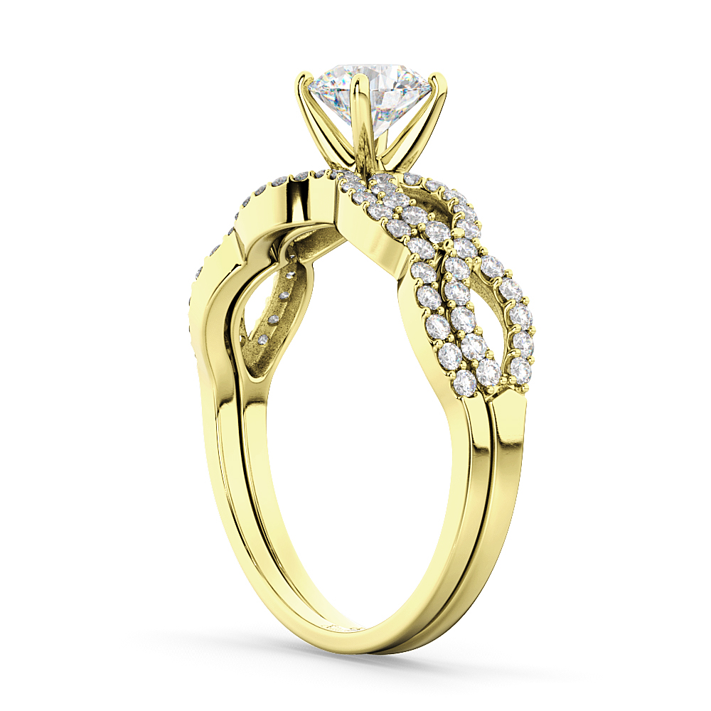 Infinity Twisted Diamond Matching Bridal Set in 14K Yellow Gold (0.34ct)