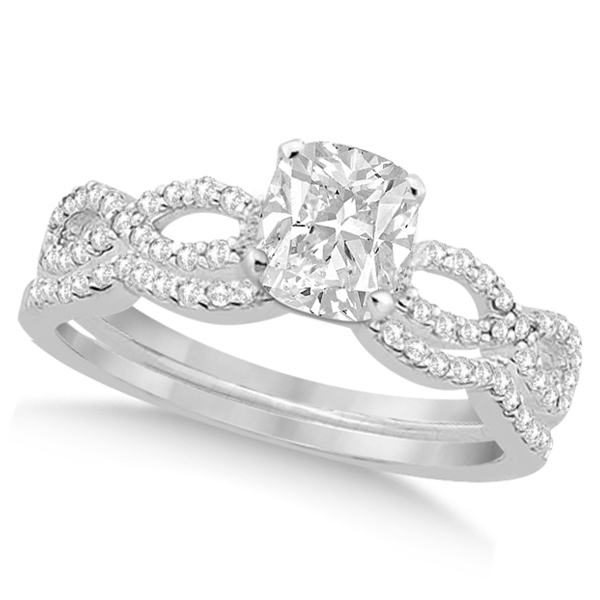 Infinity Cushion-Cut Lab Grown Diamond Bridal Ring Set 18k White Gold (0.63ct)